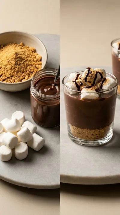 No Bake S'mores Pudding Cups - ready to serve