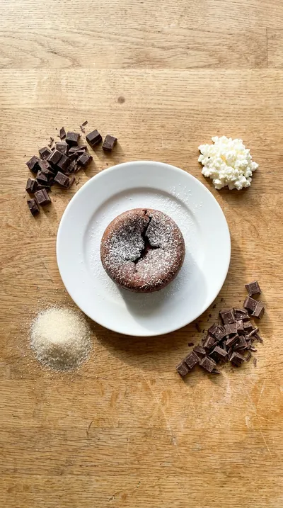 Cottage Cheese Lava Cake – Chocolate Protein Dessert - cooking process