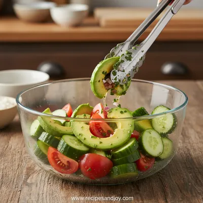 Avocado Tomato Cucumber Salad - ingredients preparation
