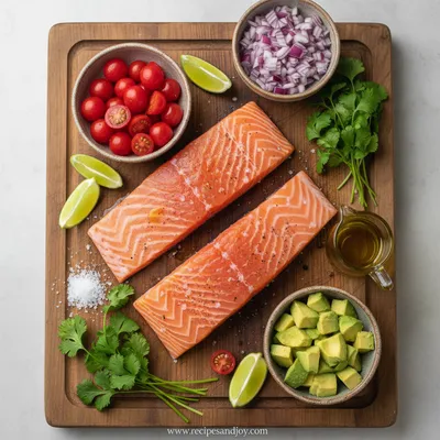 Baked Cilantro Lime Salmon With Avocado Salsa - cooking process