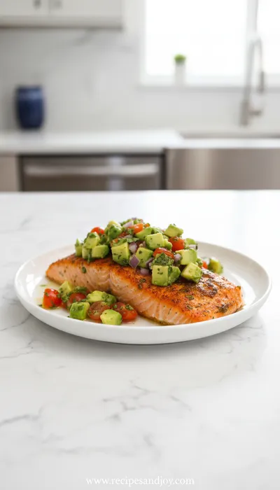Baked Cilantro Lime Salmon With Avocado Salsa