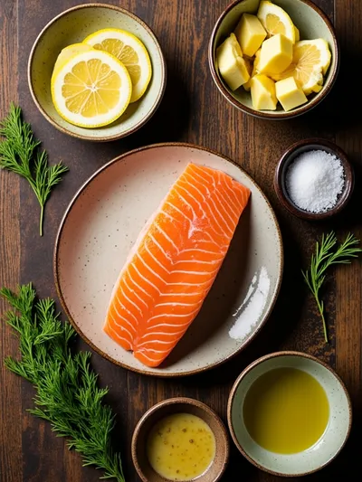 Baked Lemon Garlic Butter Salmon - ingredients preparation