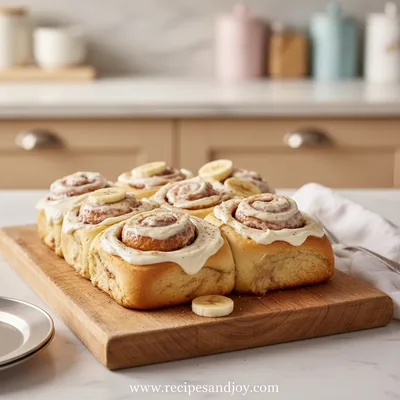 Banana Bread Cinnamon Rolls with Cream Cheese Frosting