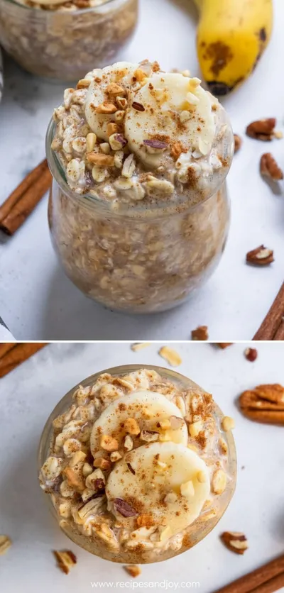Banana Bread Overnight Oats Recipe - ready to serve