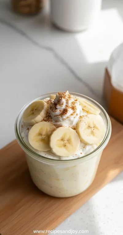 Banana Cream Pie Overnight Oats - ready to serve