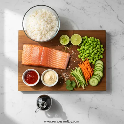 Bang Bang Salmon Bites Bowls - cooking process