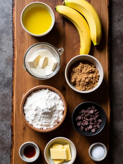 Brown Butter Chocolate Chip Banana Bread - ingredients preparation