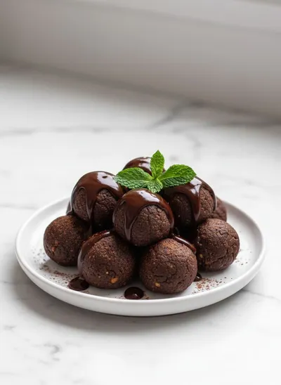 Brownie Batter Protein Balls - ready to serve