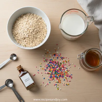 Cake Batter Overnight Oats Recipe - ingredients preparation