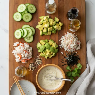 California Roll Cucumber Salad - cooking process