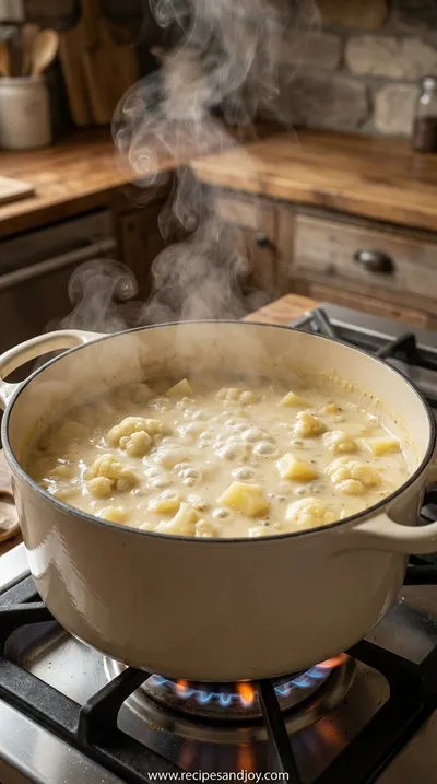 Creamy Cauliflower Potato Soup Recipe - cooking process