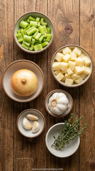 Easy Celery Potato Soup Recipe - Healthy & Simple - ingredients preparation