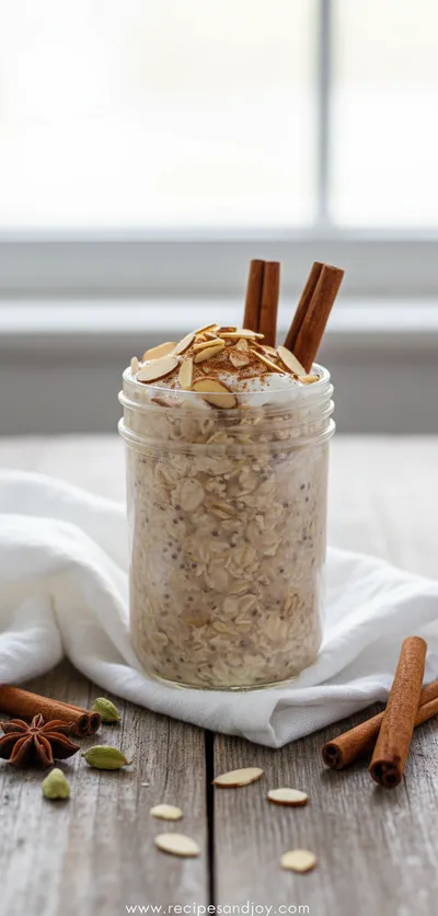 Chai Spiced Overnight Oats Recipe - ready to serve