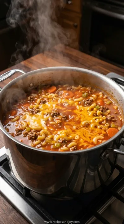 Cheeseburger Mac Soup: Easy Family Dinner Recipe - cooking process