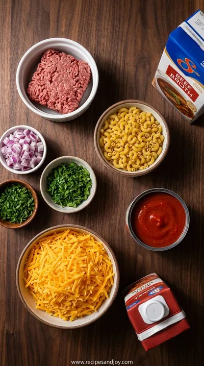 Cheeseburger Mac Soup: Easy Family Dinner Recipe - ingredients preparation