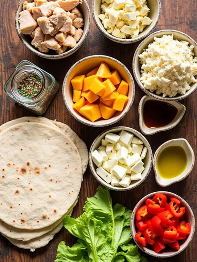 Cheesy Garlic Chicken Wraps - ingredients preparation