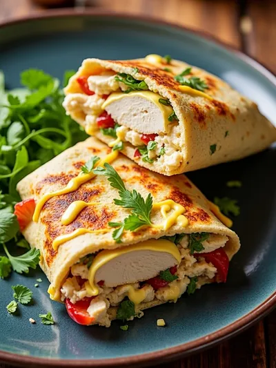 Cheesy Garlic Chicken Wraps - cooking process