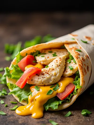 Cheesy Garlic Chicken Wraps