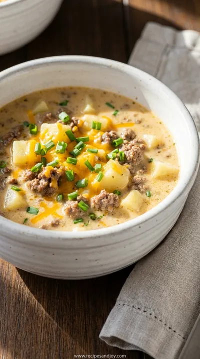 Easy Cheesy Hamburger Potato Soup Recipe