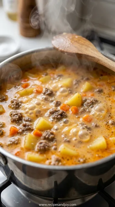 Cheesy Hamburger Potato Soup: Family Favorite Recipe - cooking process