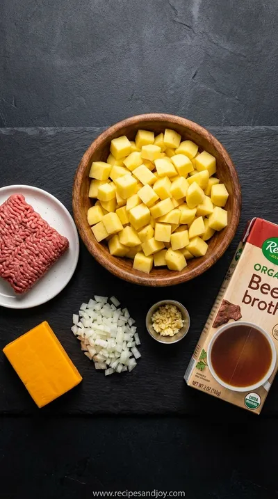 Cheesy Hamburger Potato Soup: Family Favorite Recipe - ingredients preparation