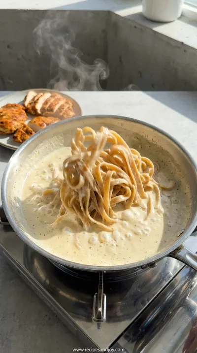 Chicken Alfredo Pasta Recipe - Easy & Healthy - cooking process