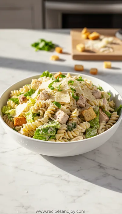 20-Minute Chicken Caesar Pasta Salad