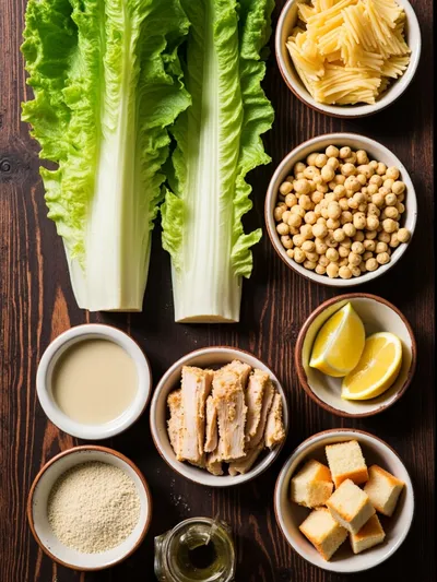 Chicken Caesar Pasta Salad - ingredients preparation