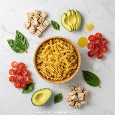 Healthy Chicken Pasta Salad with Avocado, Tomato, and Basil - cooking process