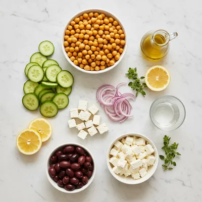 Chickpea Cucumber Feta Salad – Protein Packed Greek Recipe - cooking process