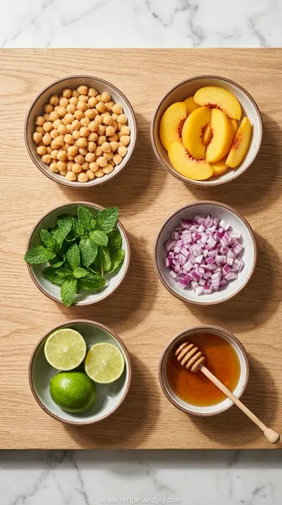 Chickpea Peach Salad with Honey Lime Dressing Recipe - ingredients preparation