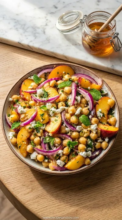 Chickpea Peach Salad with Honey Lime Dressing Recipe