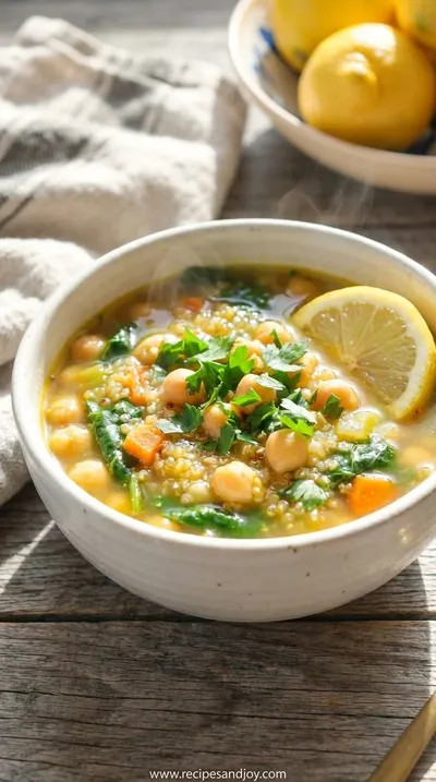 Chickpea & Quinoa Lemon Soup: Healthy Recipe