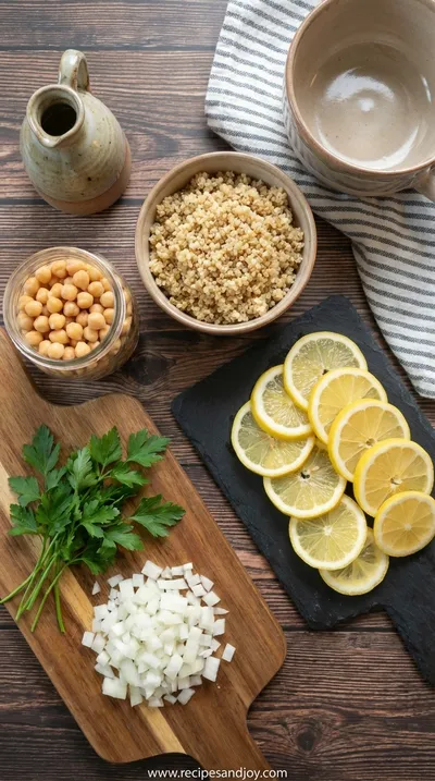 Chickpea & Quinoa Lemon Soup: Healthy Recipe - ingredients preparation