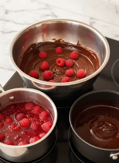Chocolate Raspberry Truffle Cake - ingredients preparation