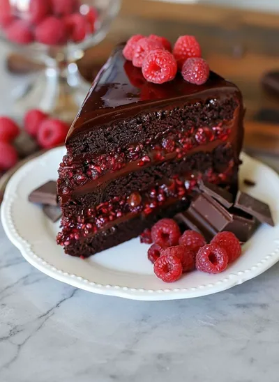Chocolate Raspberry Truffle Cake