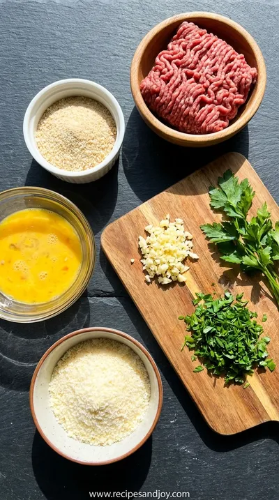 Classic Italian Meatballs: Oven-Baked Recipe - ingredients preparation