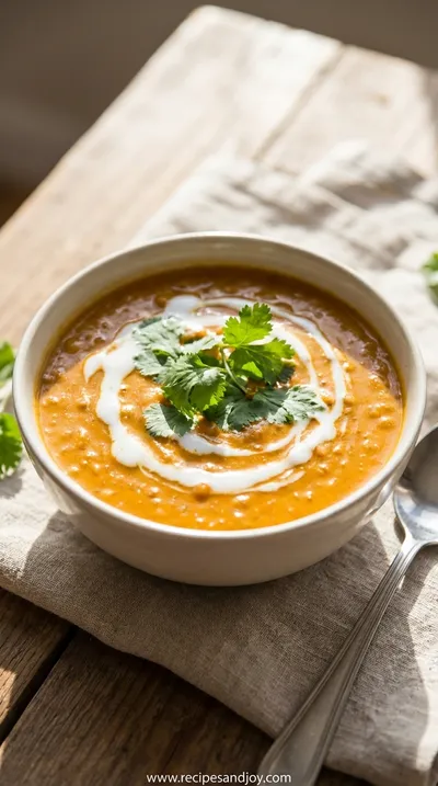 Easy Coconut Curry Lentil Soup Recipe in 50 Minutes - ready to serve