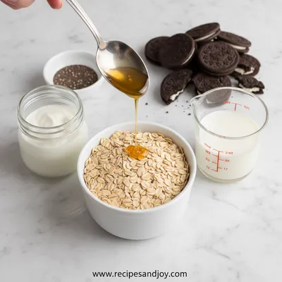 Cookies and Cream Overnight Oats - cooking process
