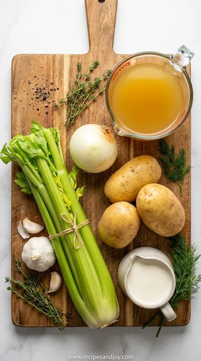 Creamy Celery Soup: Light & Elegant Homemade Recipe - ingredients preparation