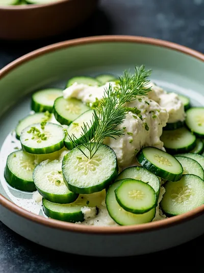 Creamy Cucumber Salad - ready to serve