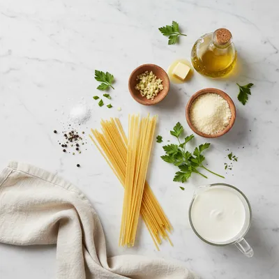 Creamy Garlic Parmesan Spaghetti - cooking process