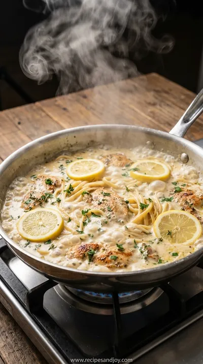 Creamy Lemon Chicken Pasta Recipe - cooking process