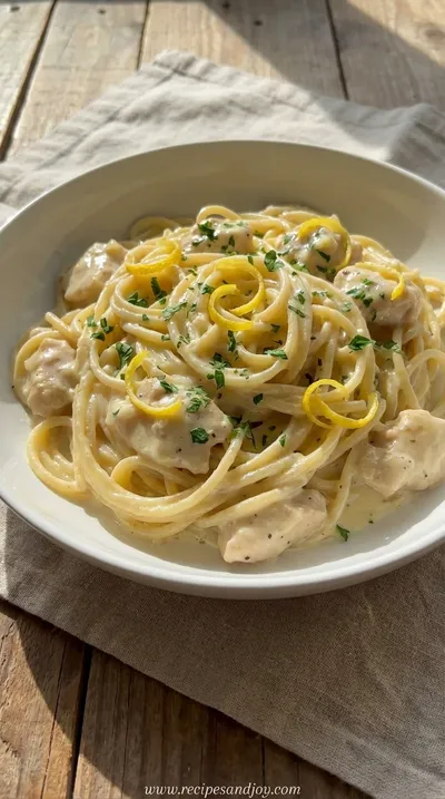 Creamy Lemon Chicken Pasta Recipe - ready to serve