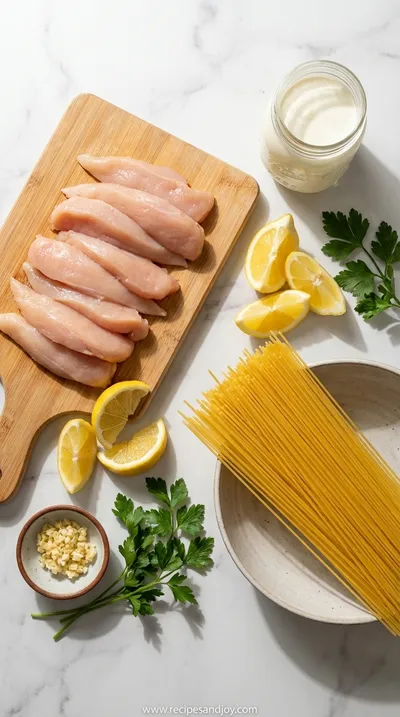 Creamy Lemon Chicken Pasta Recipe - ingredients preparation