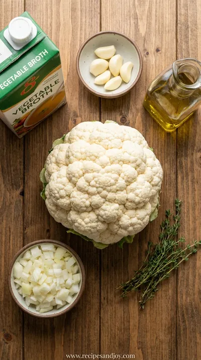 Creamy Roasted Cauliflower Soup Recipe - ingredients preparation