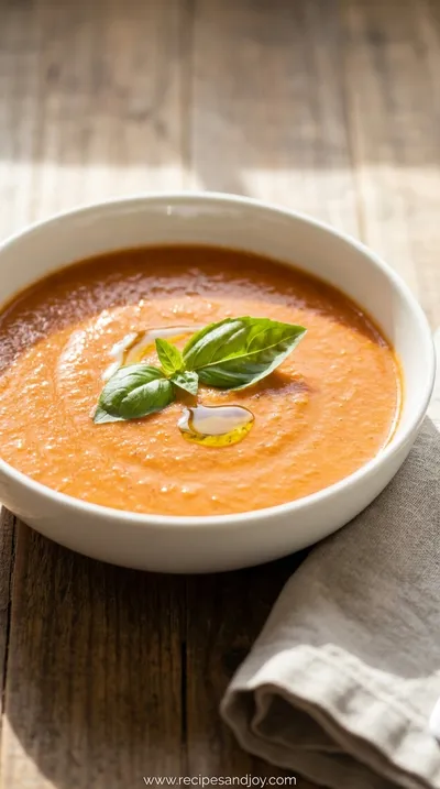 Creamy Roasted Garlic Tomato Soup Recipe - ready to serve