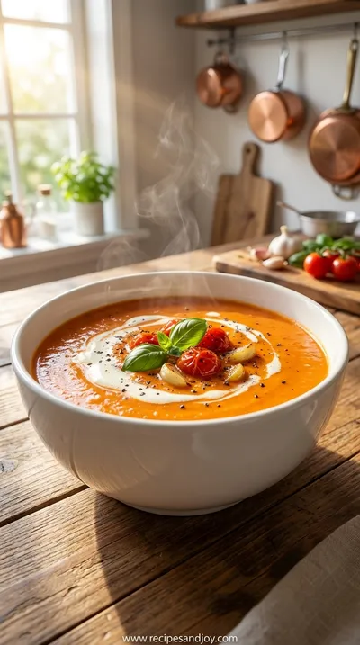 Creamy Roasted Garlic Tomato Soup Recipe