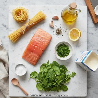 Creamy Salmon Pasta With Mixed Greens - cooking process
