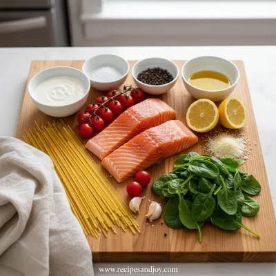 Creamy Salmon Spinach Pasta Ready In 25 Minutes - cooking process